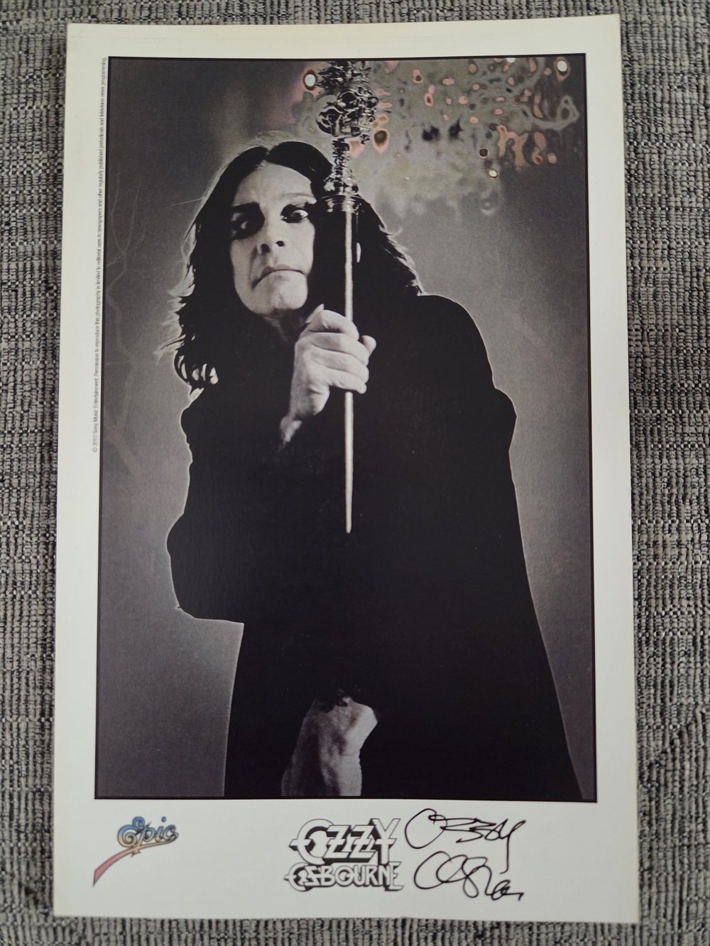 Ozzy Osbourne Signed Original Promo Photo Print with Epic
